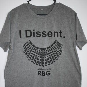 Women's Gray‎ and Black T-Shirt I Dissent RBG Size Extra Large